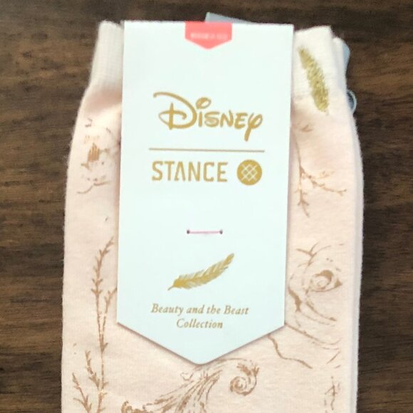Stance x Disney Beauty and The Beast "Belle of the Ball" blush pink socks M, NWT - Picture 2 of 4